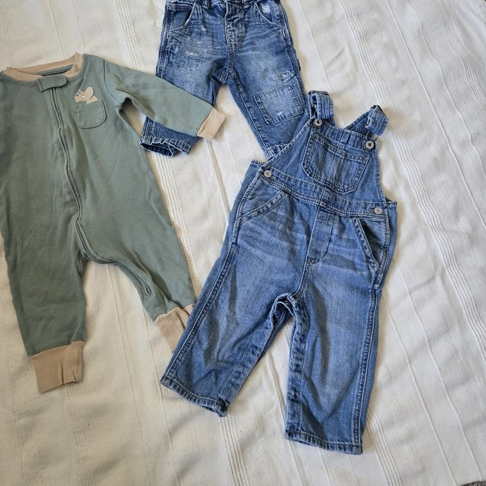 Baby Gap Lot Denim Overalls &‎ Distressed Jean Size 6-18 Month / Koala Onesie